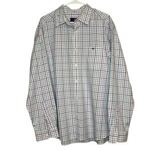 Vineyard Vines Shirt Mens Size Large Long Sleeve Plaid Button Up Blue Purple